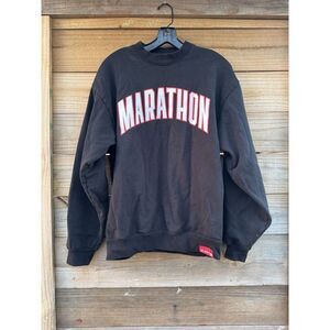 MARATHON VARSITY CREWNECK SWEATSHIRT - BLACK/WHITE Size‎ Medium